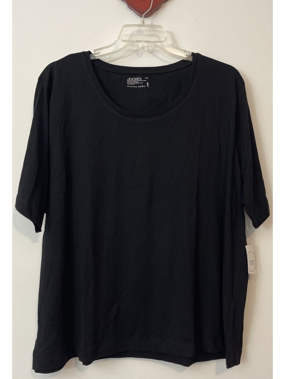 Jockey Womens 3x Plus Black Short-Sleeved Cotton Round Neck Tshirt NWT! A2193